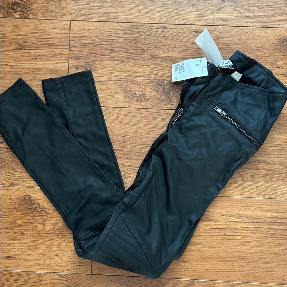 NWT H&M Black Zipper Faux Leather Pants
